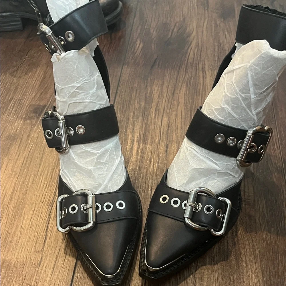 Jeffrey Campbell Black Triple Buckle Heels - Picture 2 of 4